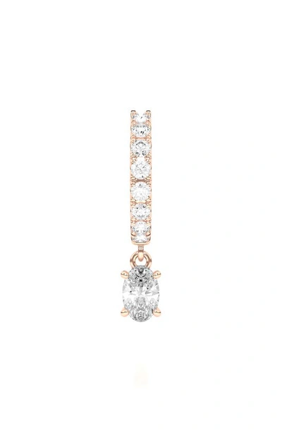 Hautecarat Lab Created Diamond Drop Huggie Hoop Earrings In 18k Rose Gold