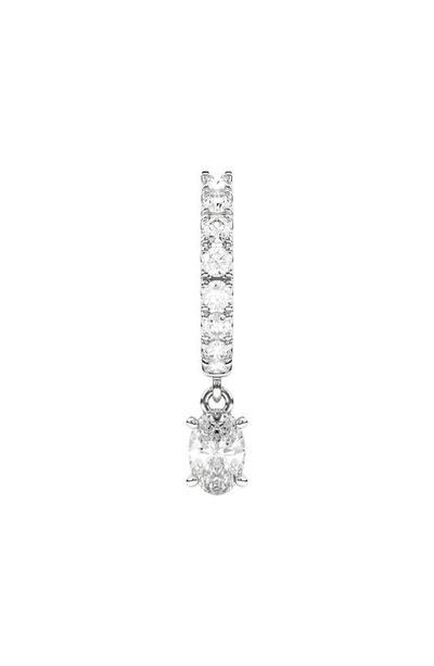 Hautecarat Lab Created Diamond Drop Huggie Hoop Earrings In 18k White Gold