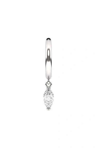 Hautecarat Lab Created Diamond Drop Huggie Hoop Earrings In 18k White Gold