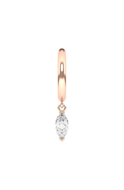Hautecarat Lab Created Diamond Drop Huggie Hoop Earrings In 18k Rose Gold