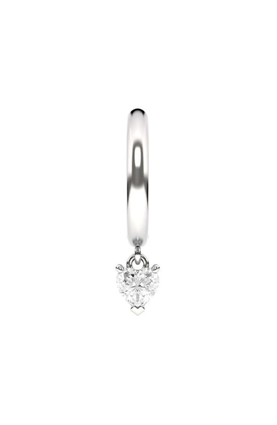 Hautecarat Lab Created Diamond Drop Huggie Hoop Earrings In 18k White Gold