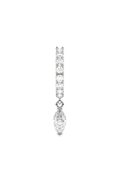 Hautecarat Lab Created Diamond Drop Huggie Hoop Earrings In 18k White Gold