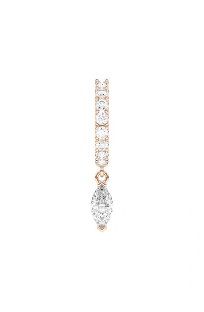 Hautecarat Lab Created Diamond Drop Huggie Hoop Earrings In 18k Rose Gold
