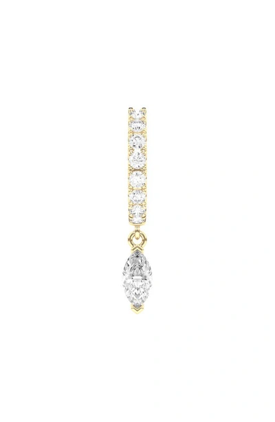 Hautecarat Lab Created Diamond Drop Huggie Hoop Earrings In 18k Yellow Gold