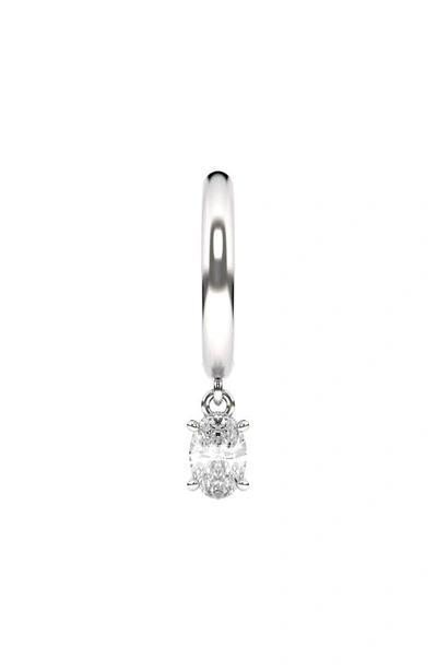 Hautecarat Lab Created Diamond Drop Huggie Hoop Earrings In 18k White Gold