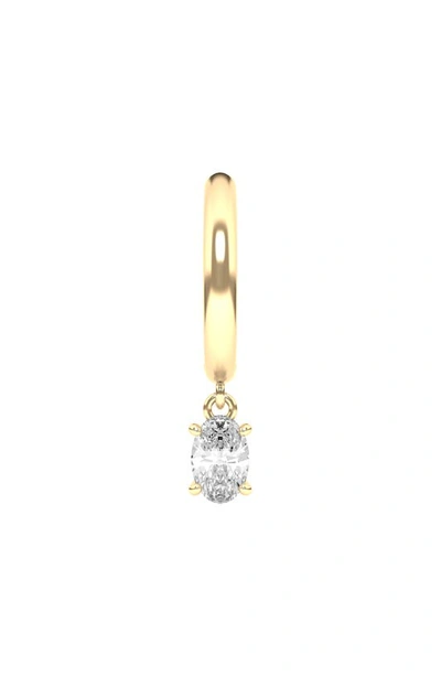Hautecarat Lab Created Diamond Drop Huggie Hoop Earrings In 18k Yellow Gold