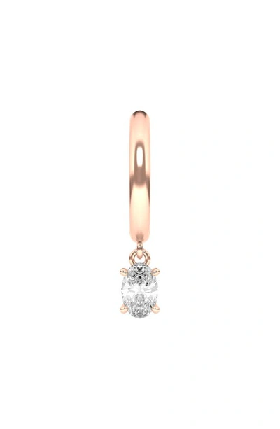 Hautecarat Lab Created Diamond Drop Huggie Hoop Earrings In 18k Rose Gold