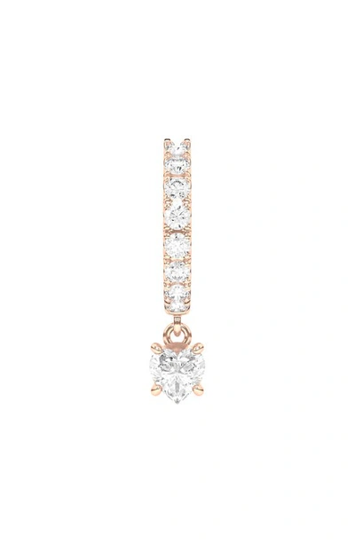 Hautecarat Lab Created Diamond Drop Huggie Hoop Earrings In 18k Rose Gold