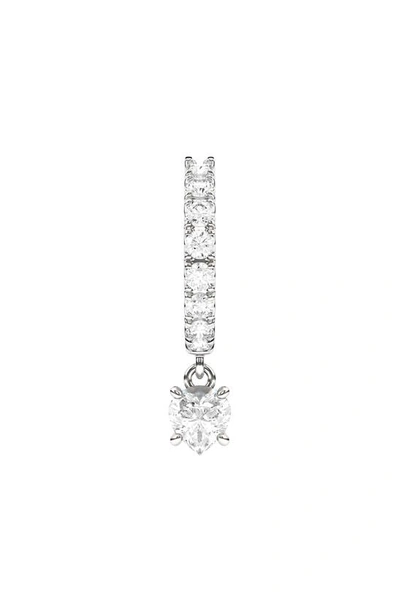 Hautecarat Lab Created Diamond Drop Huggie Hoop Earrings In 18k White Gold