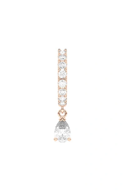 Hautecarat Lab Created Diamond Drop Huggie Hoop Earrings In 18k Rose Gold