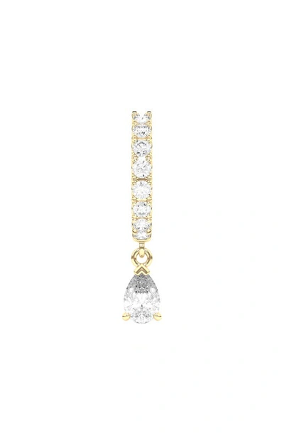 Hautecarat Lab Created Diamond Drop Huggie Hoop Earrings In 18k Yellow Gold
