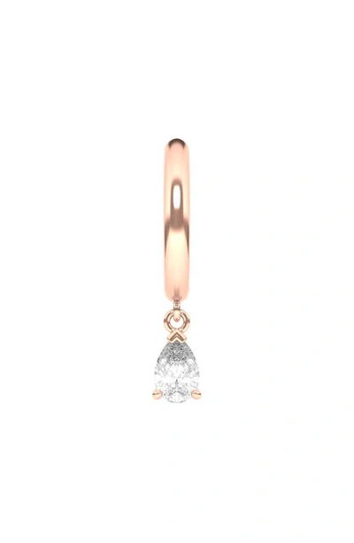 Hautecarat Lab Created Diamond Drop Huggie Hoop Earrings In 18k Rose Gold