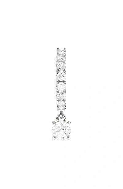 Hautecarat Lab Created Diamond Drop Huggie Hoop Earrings In 18k White Gold