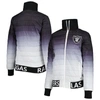 The Wild Collective Women's  Black, Silver Las Vegas Raiders Color Block Full-zip Puffer Jacket In Black