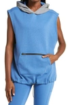 Tomboyx Hero Sleeveless Cotton Blend Hoodie In Chrome Blue