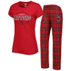 Concepts Sport Women's  Red, Black Toronto Raptors Badge T-shirt And Pajama Pants Sleep Set In Red