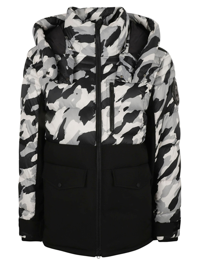 Moose Knuckles Dugald Detachable-hood Camouflage-print Shell-down Jacket In Black&white