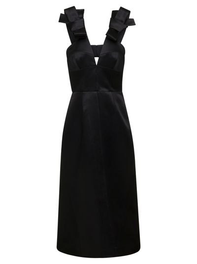 JIL SANDER SATIN SLEEVELESS MIDI DRESS