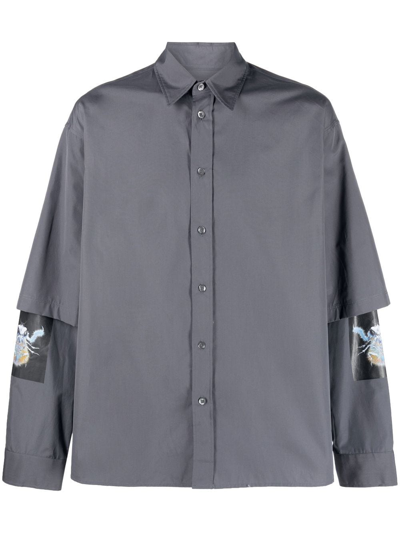 A Better Mistake Layered-sleeve Shirt In Grey