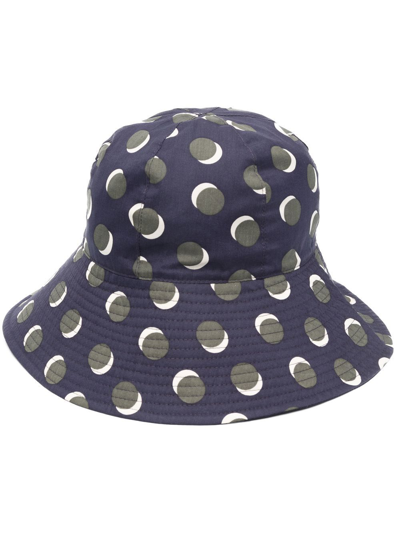 Eres Bob Reversible Printed Cotton Bucket Hat In Blue
