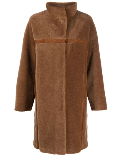 V:pm Atelier High-neck Shearling Coat In Brown