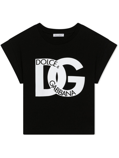 Dolce & Gabbana Kids' Logo-print Short-sleeved T-shirt In Black