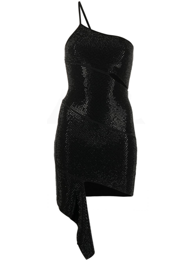Andreädamo Rhinestone-embellished Minidress In Black