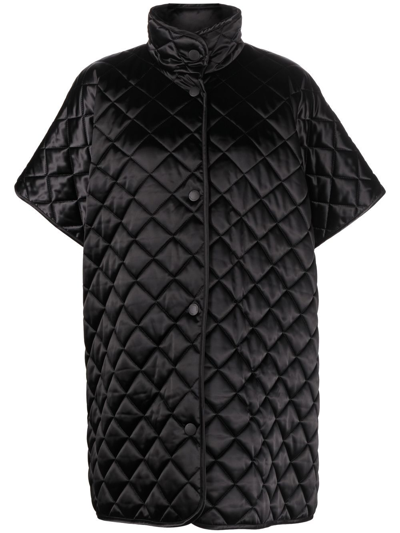 Boutique Moschino Diamond-pattern Quilted Jacket With High Neck In Black