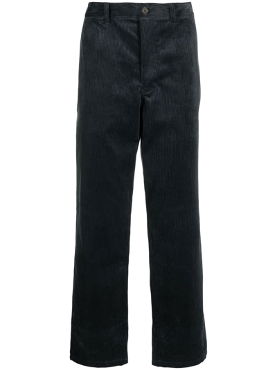 Wood Wood Corduroy Straight-leg Cut Trousers In Blue