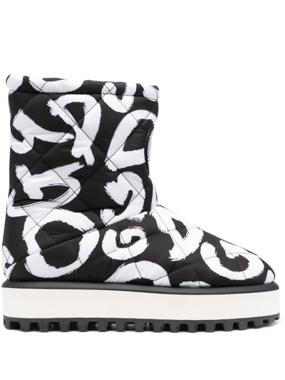 Dolce & Gabbana City Graffiti Print Ankle Boots In Multicolor