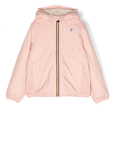 K-way Kids' Logo-print Hooded Padded Jacket In Pink