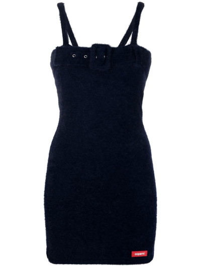 Coperni Belt Strap Knitted Minidress In Blue