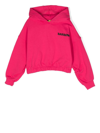 Barrow Smiley-print Cotton Hoodie In Pink
