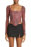 Miaou Maude Atlas Print Mesh Corset Top