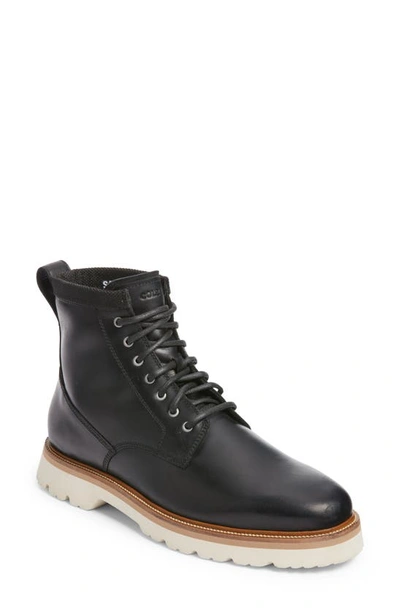 Cole Haan American Classics Plain Toe Boot In Black/ Ivory Wp