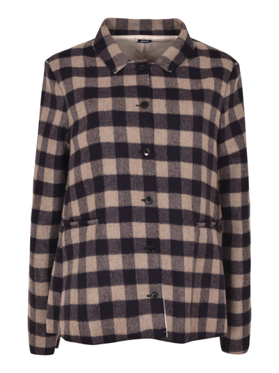 A Punto B Check Buttoned Jacket In Ecru Indaco