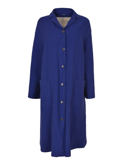 A Punto B Patched Pocket Buttoned Reversible Coat In Electric Blue