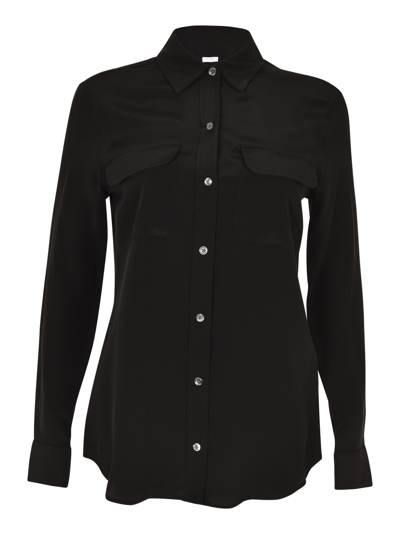 Equipment Patched Chest Pocket Plain Shirt In True Black