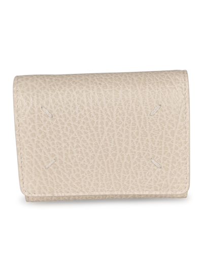 Maison Margiela Logo Embroidered Snap Button Wallet In Ice