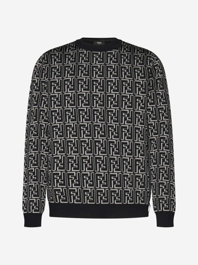 Fendi Ff Wool Sweater In Black