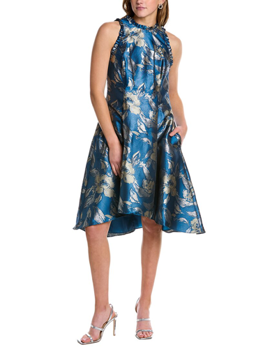 Adrianna Papell Jacquard A-line Dress In Blue
