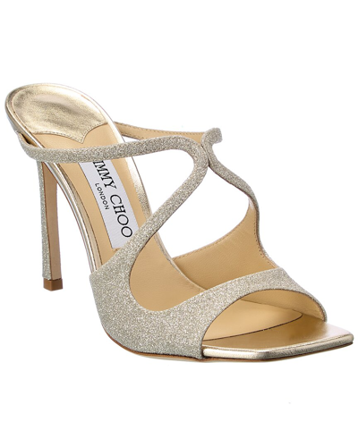 Jimmy Choo Anise 95 Glitter-embellished Leather Heeled Sandals In Gold