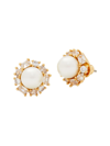 KATE SPADE WOMEN'S CANDY SHOP GOLDTONE CUBIC ZIRCONIA & FAUX PEARL HALO STUDS