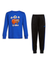 Adidas Originals Kids' Little Boy's Long-sleeve Shirt & Joggers Set In Bright Blue