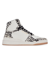 SAINT LAURENT MEN'S SL/24 MID-TOP SNEAKERS IN SMOOTH LEATHER AND ZEBRA PRINT PONY EFFECT LEATHER