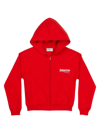 Balenciaga Political Campaign Shrunk Zip-up Hoodie In Bright Red White