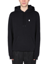 Marcelo Burlon County Of Milan Classic Pullover Black Hoodie With Adjustable Drawstring In Black