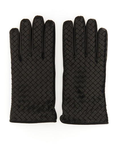 Bottega Veneta Leather Gloves In Black