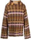 Vitelli Recycled Wool Multicolour Hooded Sweater In Red
