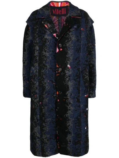 Vitelli Printed Coat In Blue